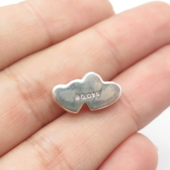 925 Sterling Silver Real Diamond Accent Heart Couple Slide Pendant - Picture 2 of 9